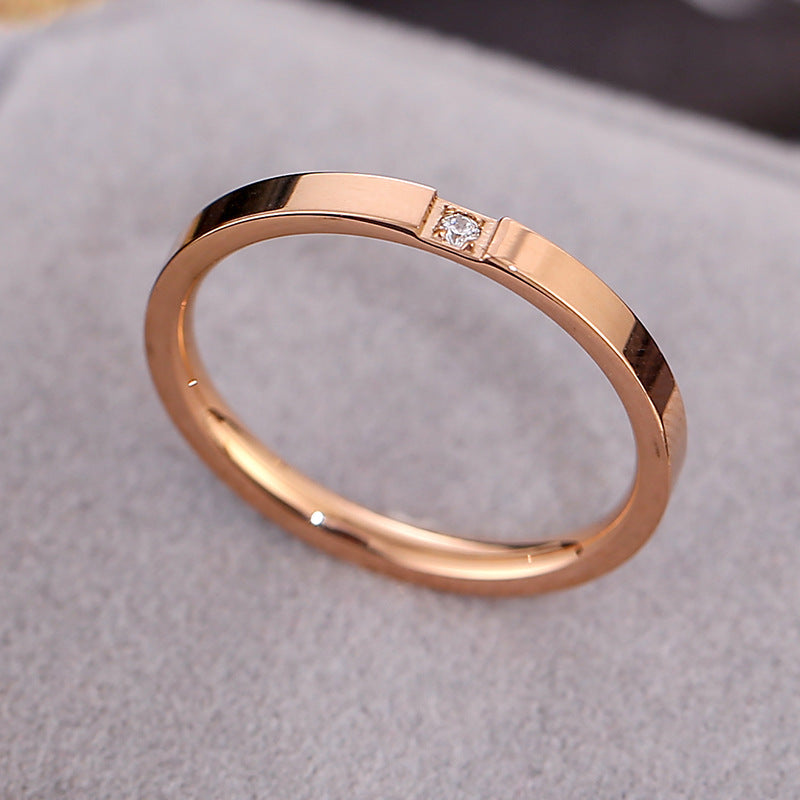 Womens Titanium Steel Couple Rings Anti Fading Electroplated Round Rings Silver Rose Gold Geometry Rings Series