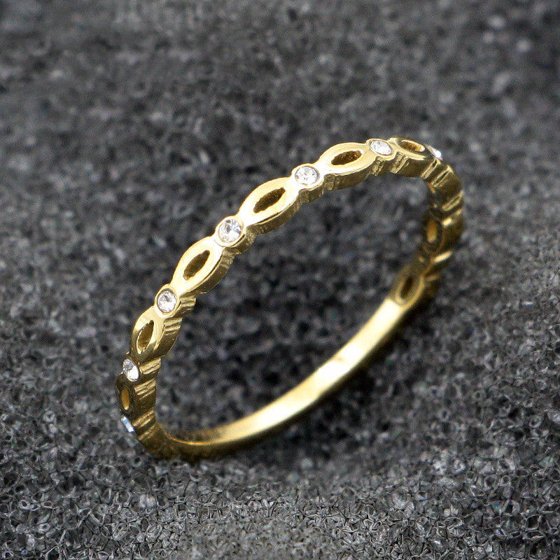 Womens Titanium Steel Rose Gold Plated Tailor Ring With Diamonds Korean Style Custom Letter Number Design Ring