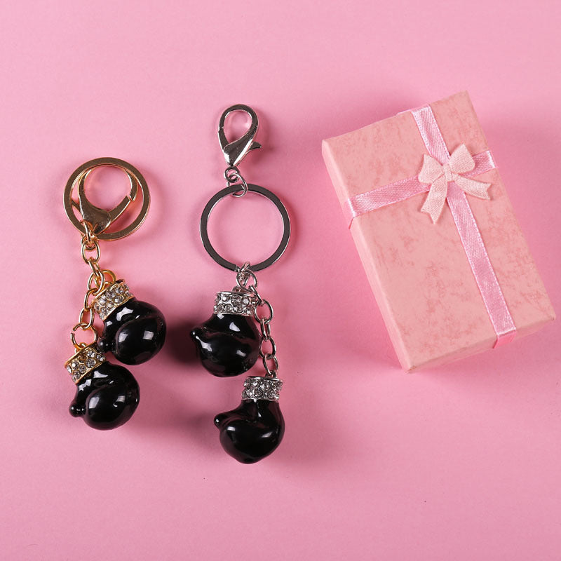 Boxing Gloves Keychain Metal Accessory For Backpacks And Bags Unique Keyring Gift For Women And Girls Sparkles