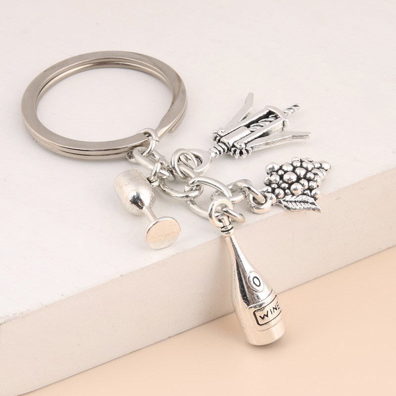 Alloy Keychain With Rope for DIY Wine Bar Party Gift Decoration 30mm Inner Diameter Key Ring Ideal Party Favor