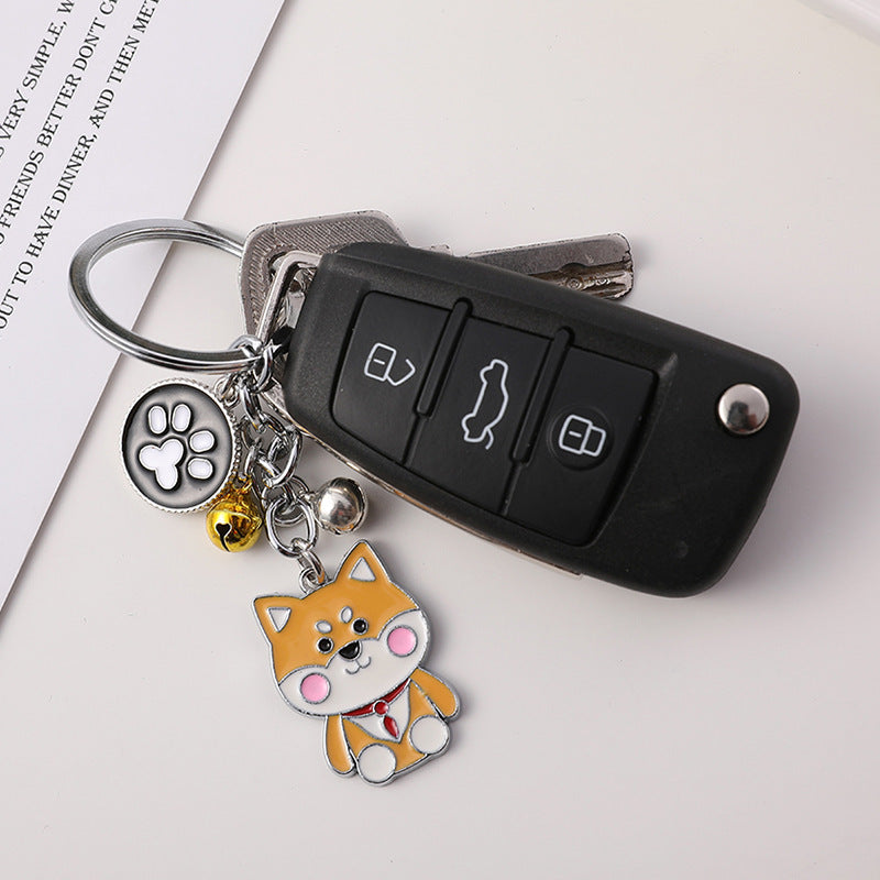 Metal Shiba Inu Cartoon Keychain for Bags and Everyday Keys