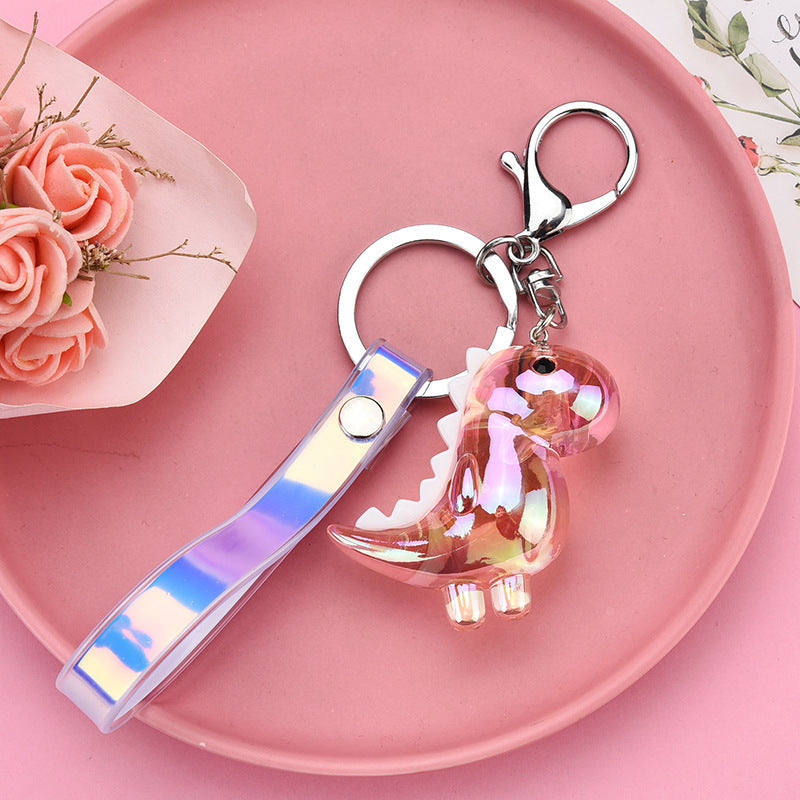 Acrylic Dinosaur Keychain Cartoon Pendant With Leather Rope Buckle Gift For Wedding Birthday Travel Graduation Gift