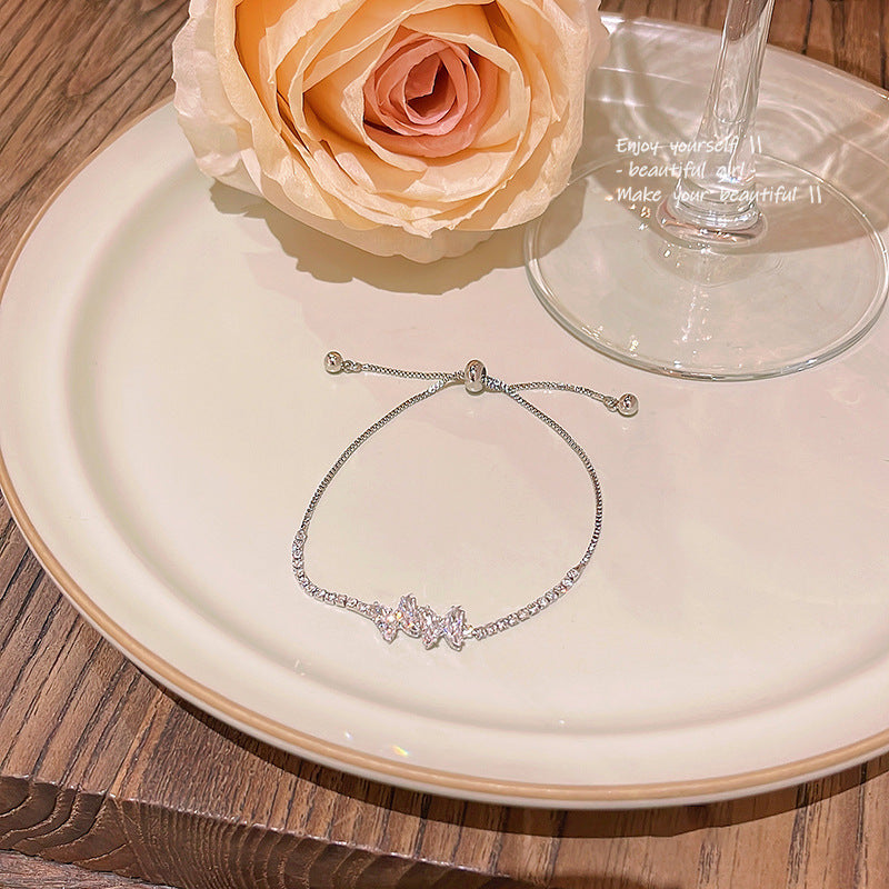 Zircon Bow Bracelet With Butterfly Elegant Electroplated Coppery Design Refined Jewelry Fashionable Accessories