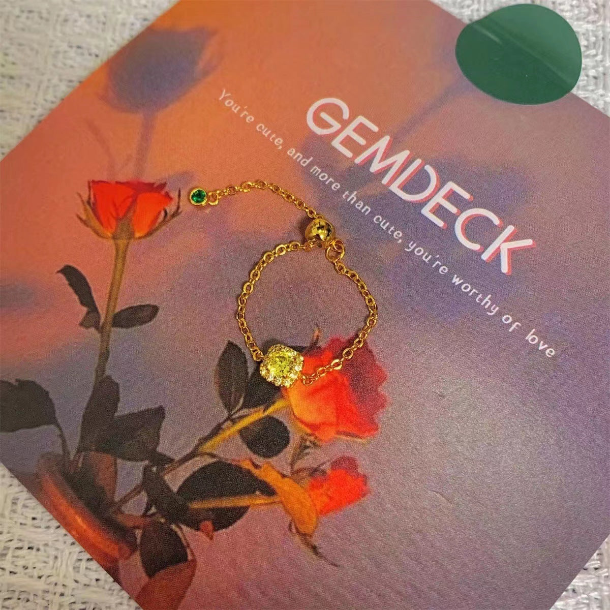 Womens Yellow Diamond Small Chain Ring Elegant Jewelry