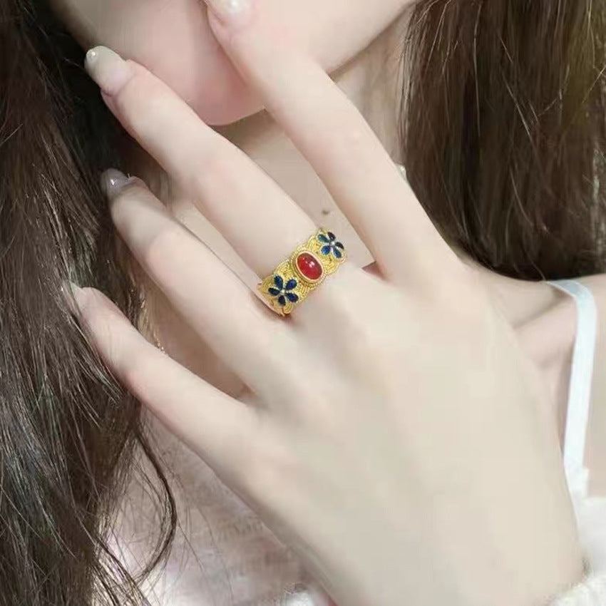 Copper Adjustable Ring Geometric Open Woven Design Yellow Gold Fashion Jewelry Gift Durable Everyday Statement