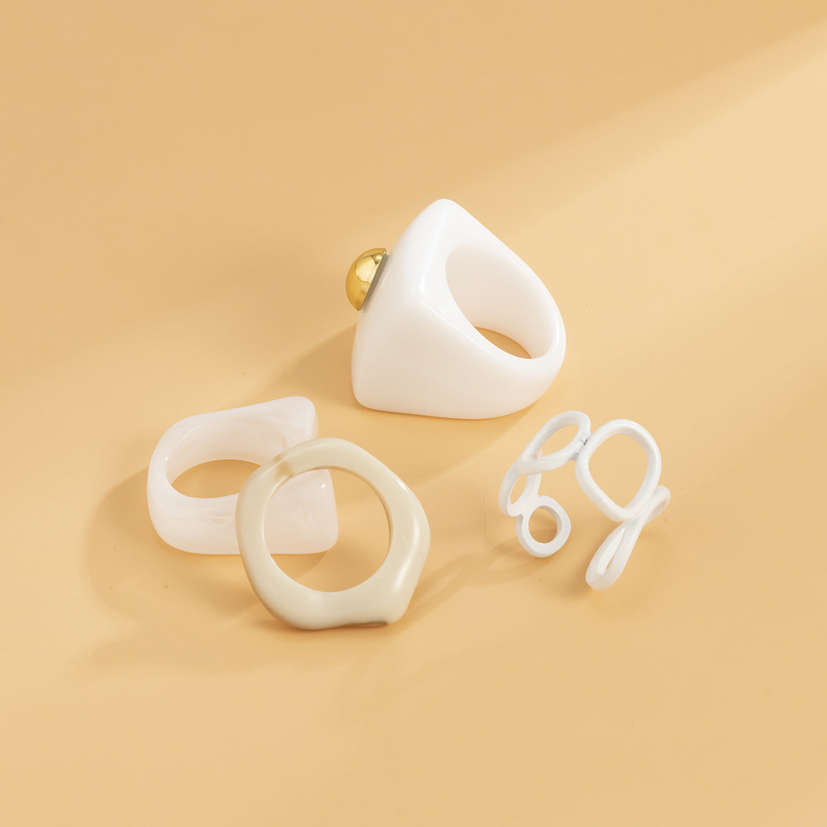 Women Geometric Acrylic Rings Set Irregular Shape Joint Knuckle Rings Trendy Resin Statement Fashion For Women
