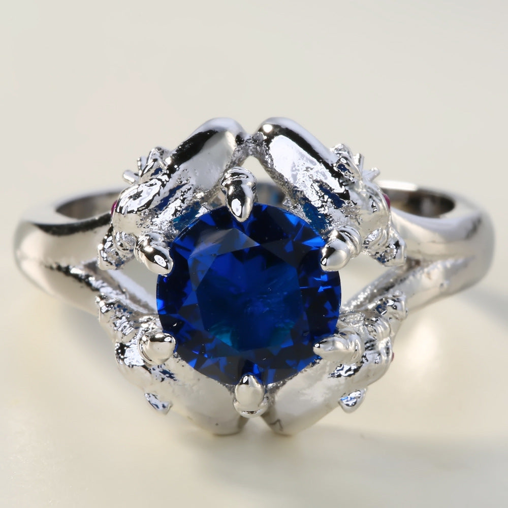 Copper Inlaid Zircon Ring Unisex European And American Style Size 6 7 8 9 10 Gold Plated Gem Stone For Fashion