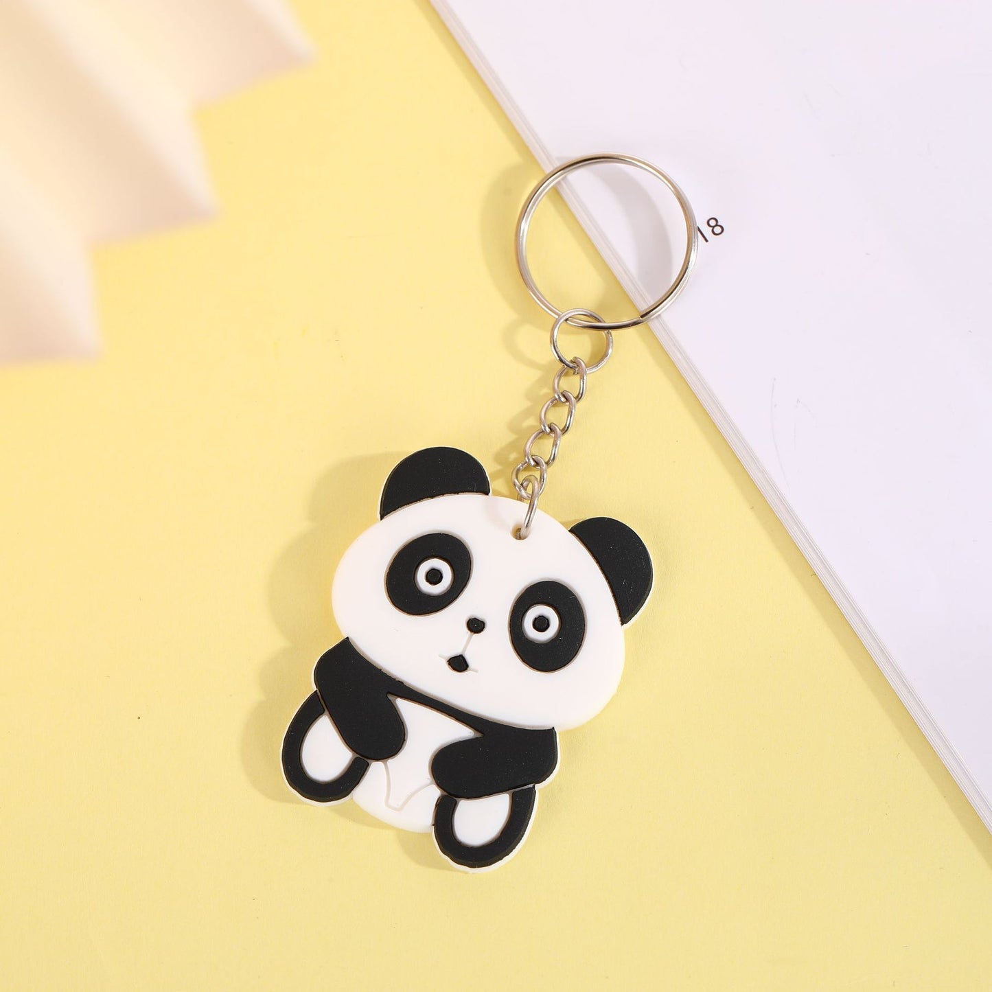 Animal Keychains Soft PVC Rubber Cartoon Keyrings Panda Elephant Cow Bear Lion Penguin Ladybug Bag Charm Plush