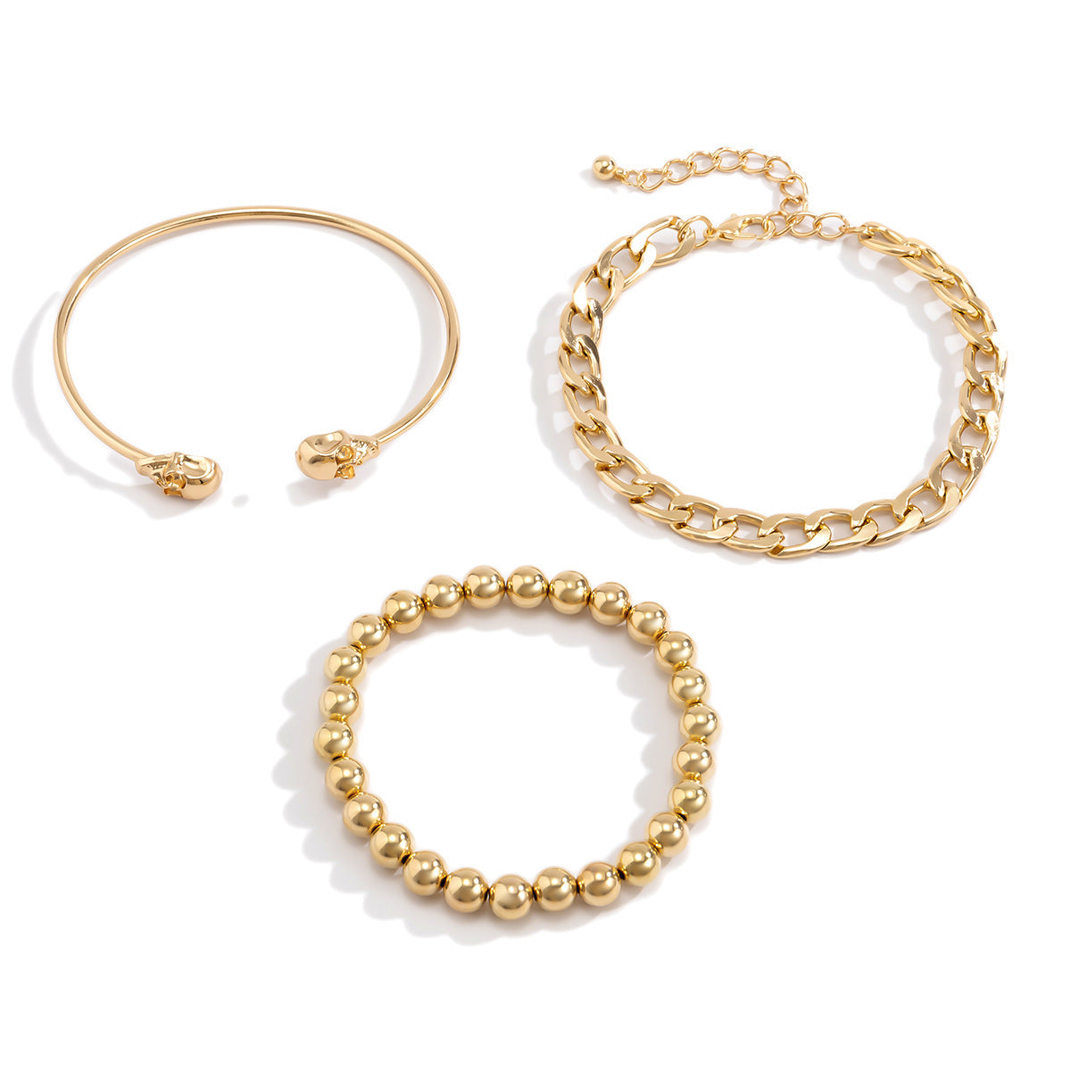 Women Punk Hip Hop Geometric Skull Hollow Chain Bracelet Unique Gift For Travel Anniversary For Her Style Pick