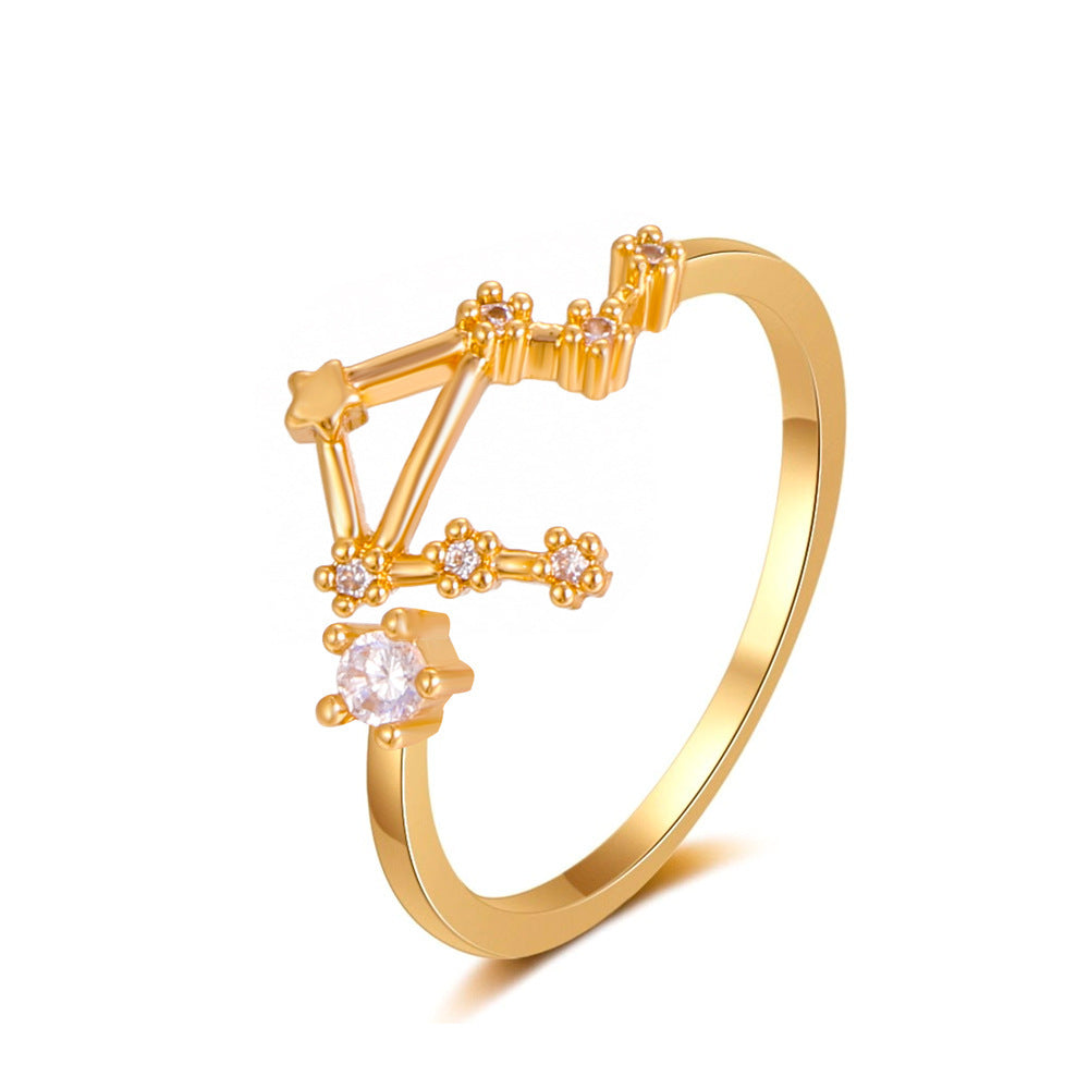 Copper Zircon Celestial Ring For Women Inlaid Constellation Astrology Jewelry Delicate Everyday Ring Gift Tips