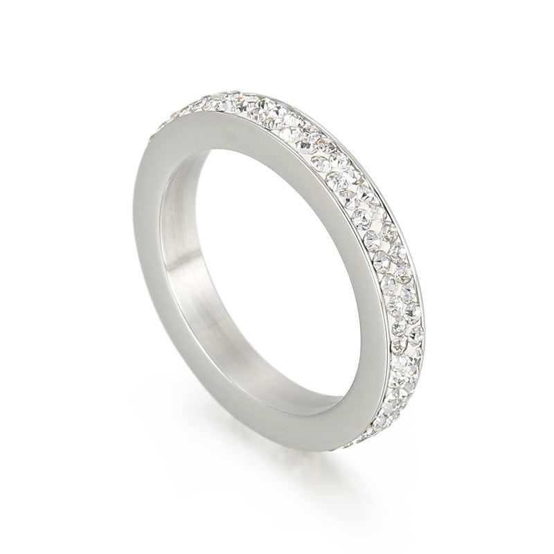 Womens Titanium Steel Zircon Ring Geometric Electroplated Durable Index Finger Fashion Jewelry Versatile Accessory