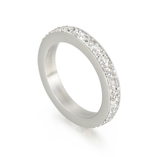 Womens Titanium Steel Zircon Ring Geometric Electroplated Durable Index Finger Fashion Jewelry Versatile Accessory