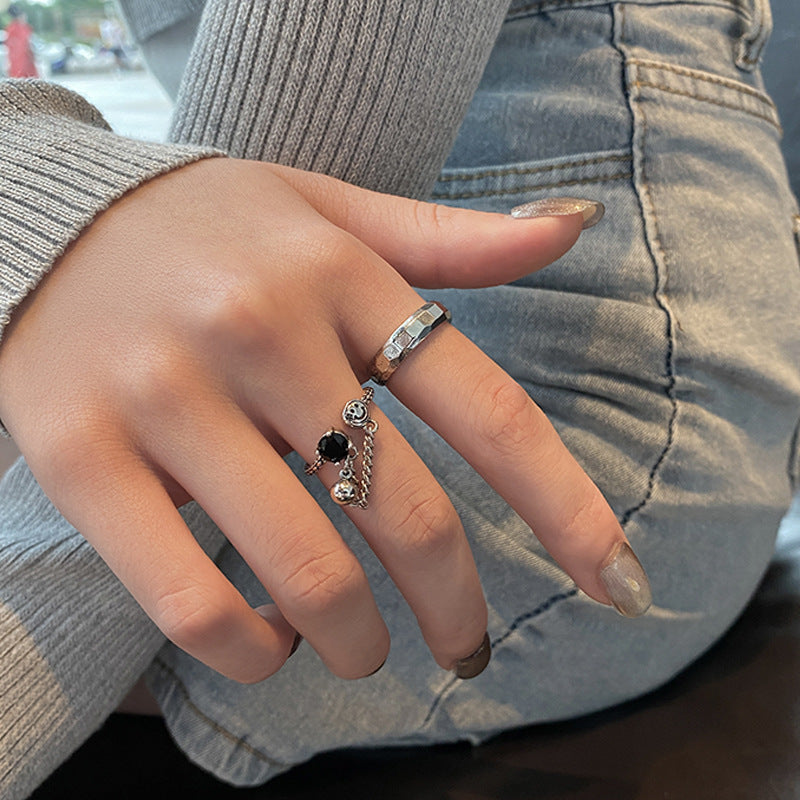 Unisex Silver Plated Quinary Pointed Star Ring Adjustable Korean Style Irregular Cold Wind Design Fashion Ring