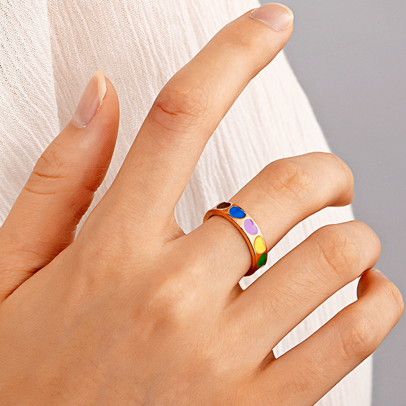 Geometric Alloy Ring For Women Heart Design Electroplated Gold And Silver Finish Fashion Jewelry Everyday Chic