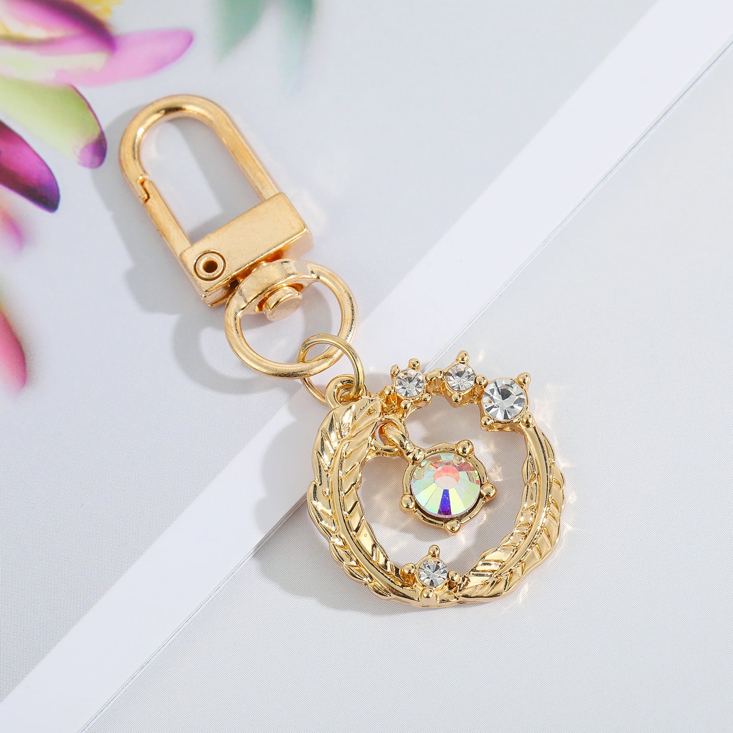 Alloy Keychain Pendant Dripping Oil Eye Design Key Ring Bag Charm Fashion Accessory Durable Silver Finish Trendy Look