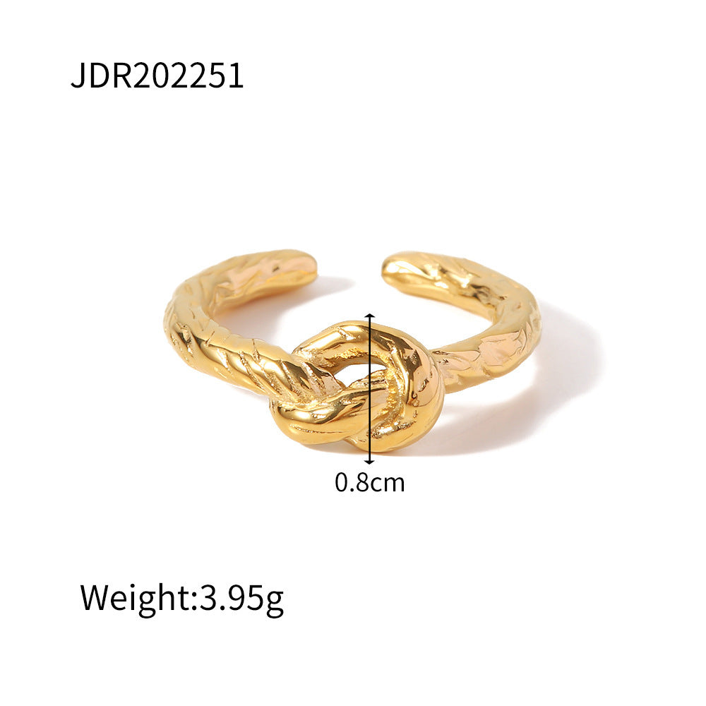 Womens Stainless Steel Ring Twist Design Opening Ring Geometric Irregular Circle Heart Shaped Simple Band Chic