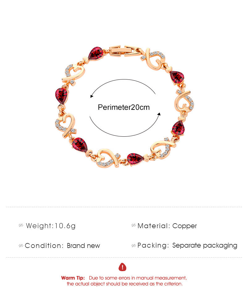 Womens Heart Bracelet Copper Jewelry Zircon Inlay Elegant Flowers And Diamonds Design Fashion Bangle For Women