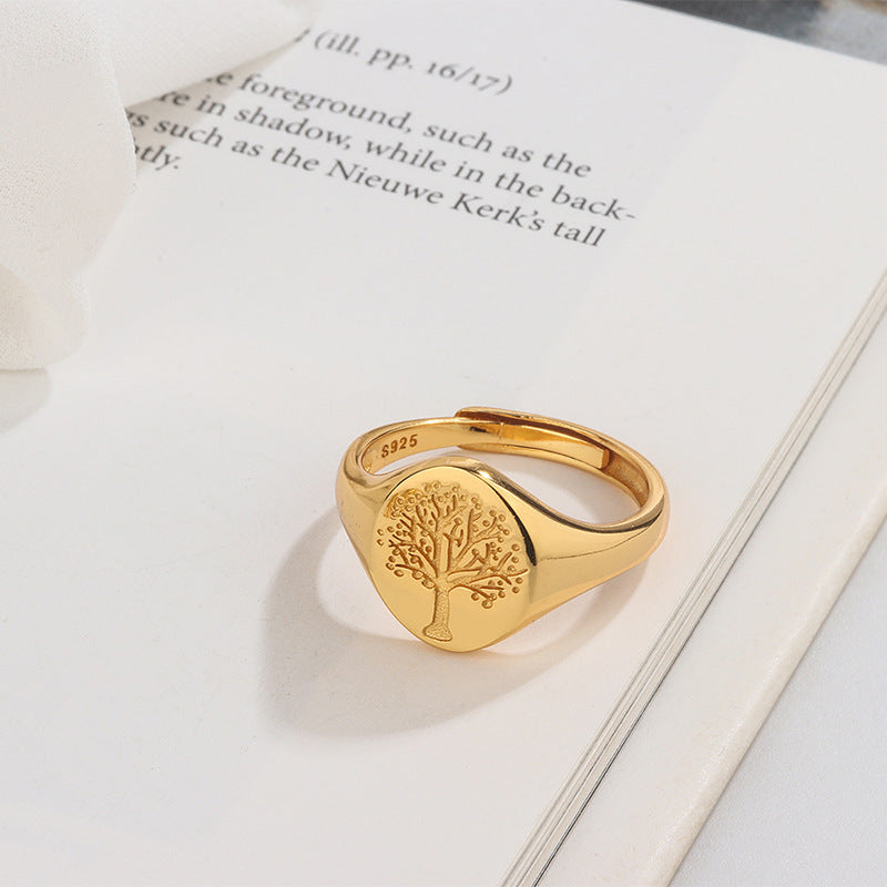 Silver Ring With Flower And Leaf Design Korean Inspired Electroplated Individually Packed Ring For Trade Fairs