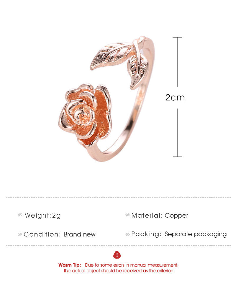 Copper Ring With Rose Flower Design Ethnic Style Electroplated For Festival Wear Individually Packed Ships Now