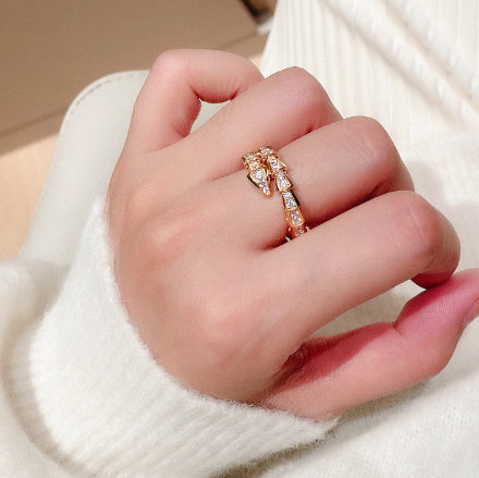 Womens Copper Open Ring With Gold Plated Gemstone Inlay In White Gold Tone Adjustable Fit Fashion Statement Chic