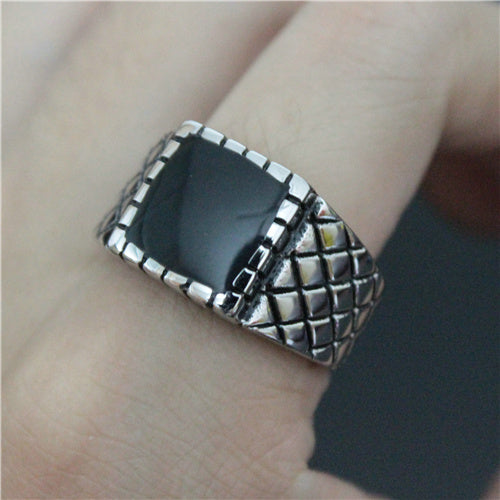 Mens Stainless Steel Geometric Ring Titanium Steel Ring For Men European And American Vintage Jewelry Gift Set