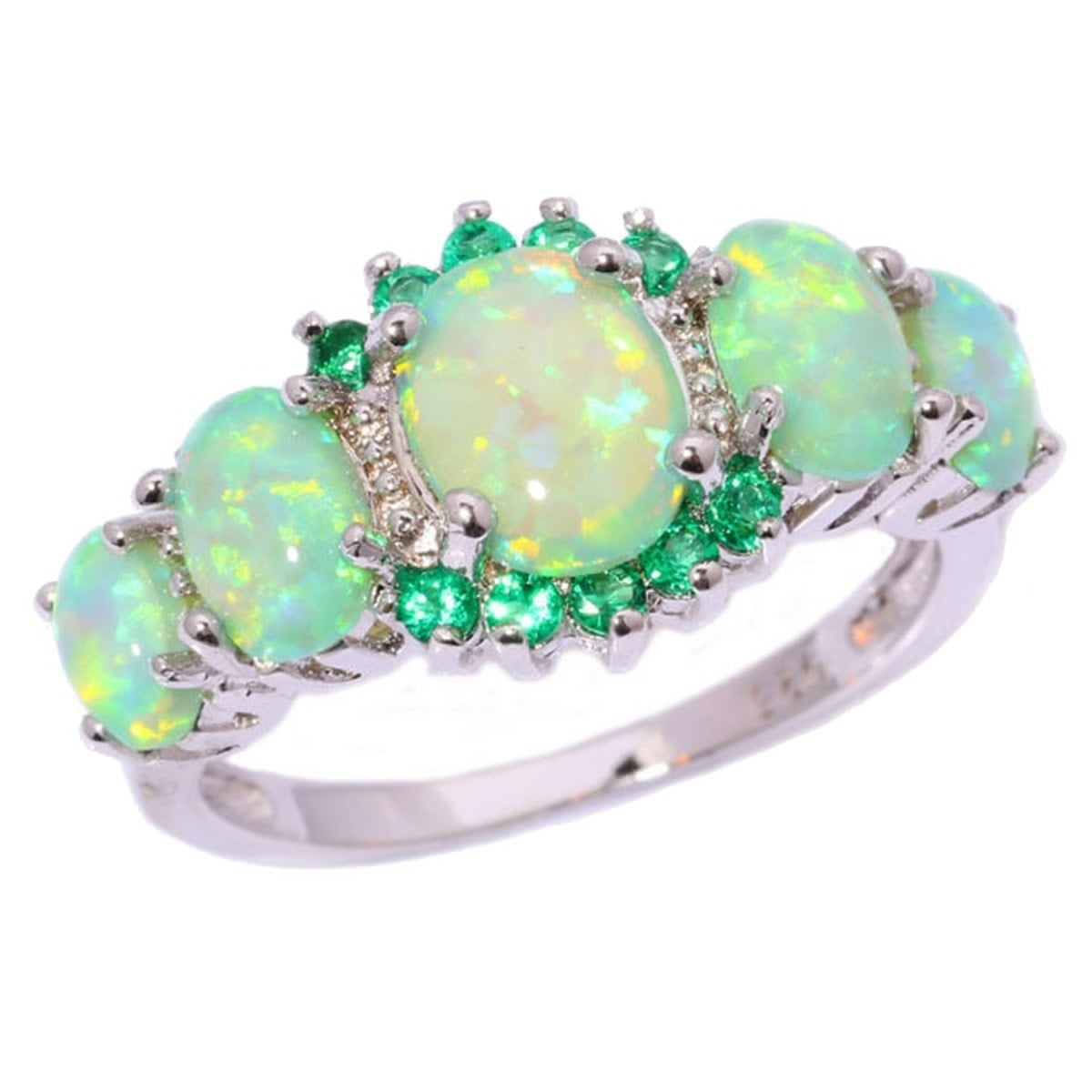 Womens Alloy Opal Diamond Ring Geometric Electroplated Jewelry For Women Elegant Simple Band Sleek Geometric Design