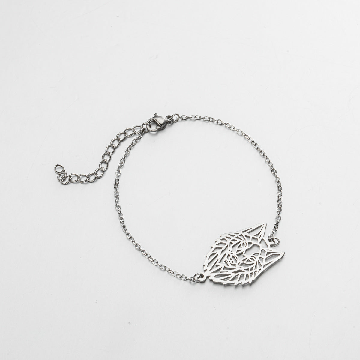 Womens Titanium Steel Bracelet With Hollow Wolf Pendant Fashion Jewelry Gift For Occasions Elegant Everyday Wear