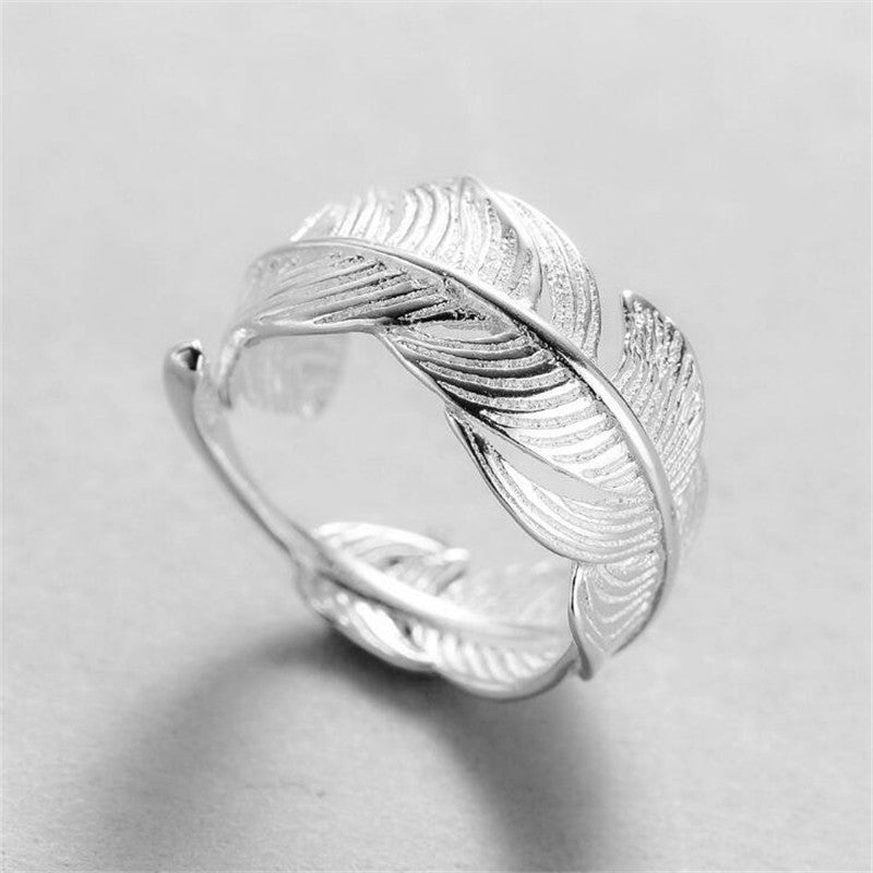 Adjustable Leaf Shape Ring Copper Plated Silver Hug Arm Fashion Jewelry Indivdually Packed Ring All Day Comfort