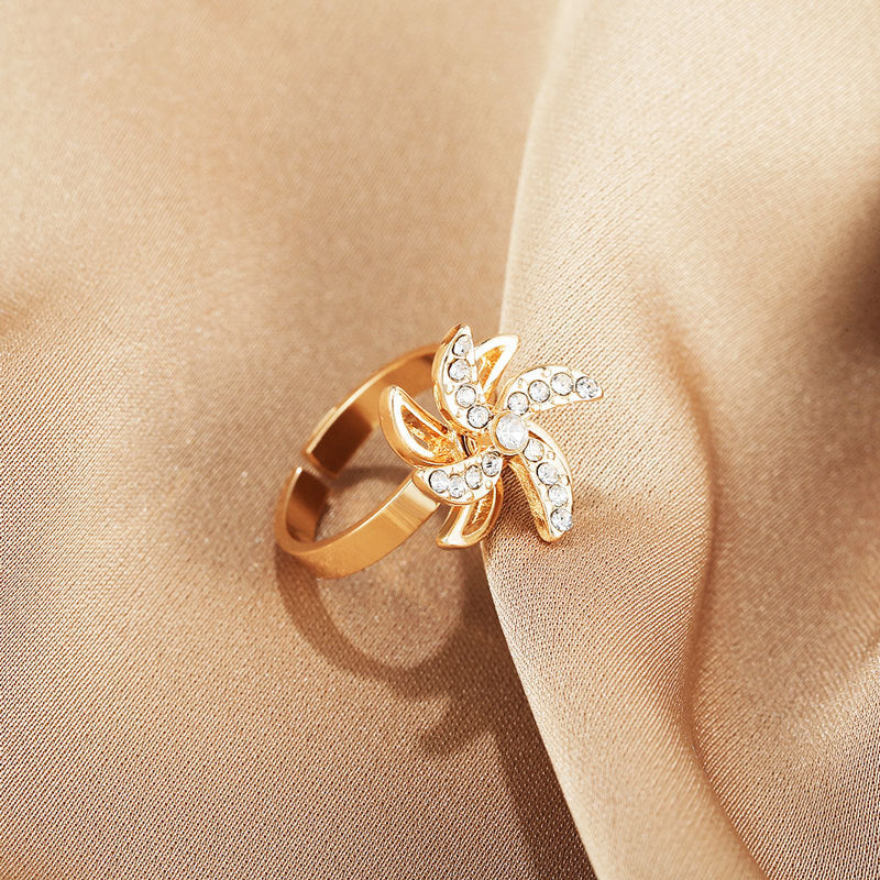 Adjustable Windmill Butterfly Sun Flower Ring Simple Versatile Popular Anti Pressure Golden Variants A B C D E