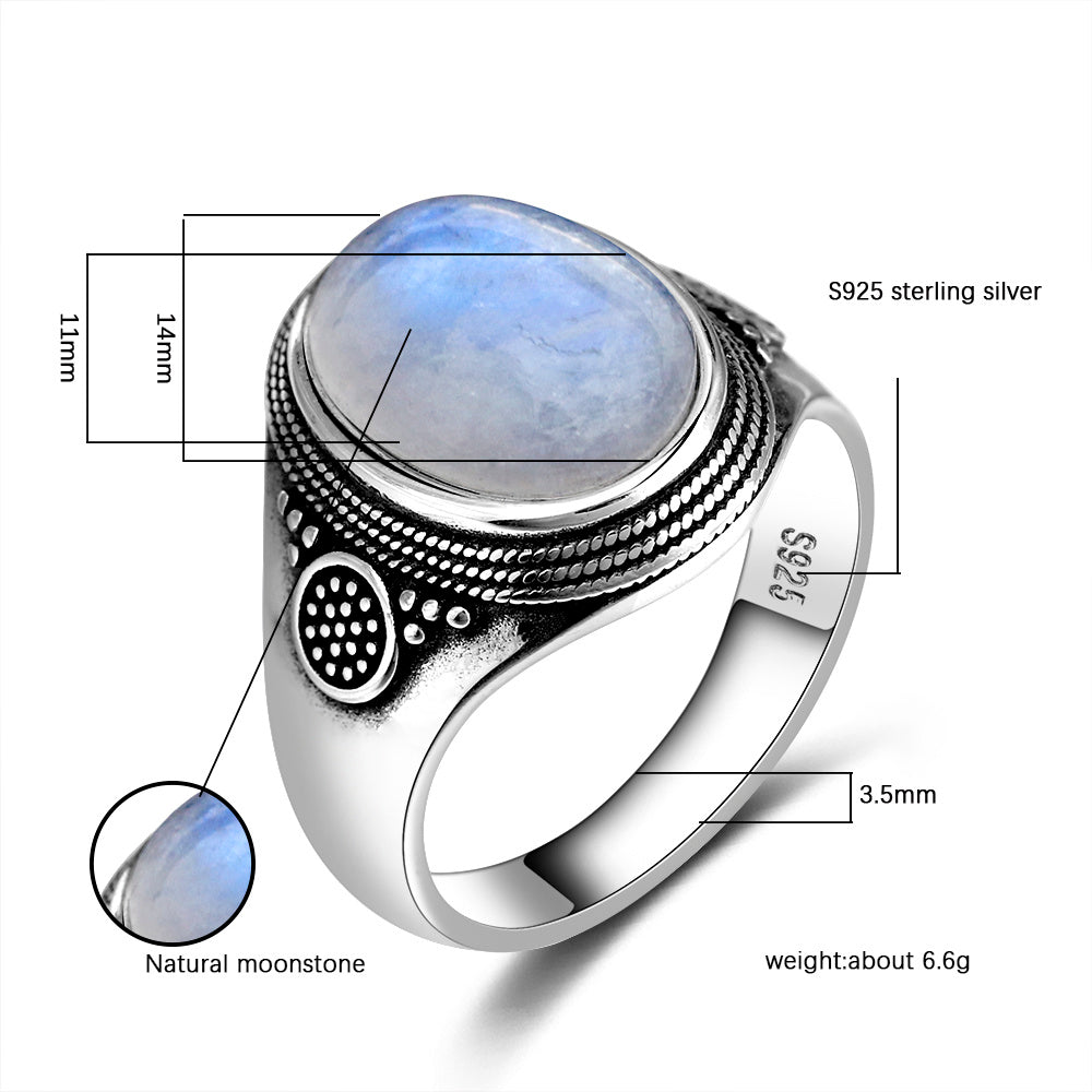Moonstone Silver Ring For Women And Men Elegant Party Gift