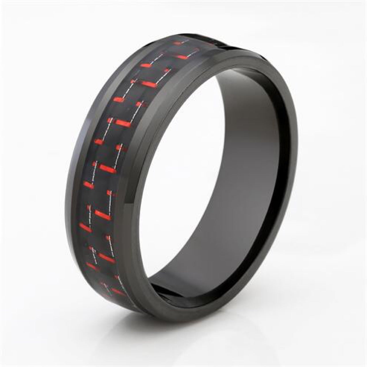 Mens Titanium Steel Ring With Diamond Insert And Carbon Fiber Inlay Sleek Modern Fashion Jewelry For Everyday Wear