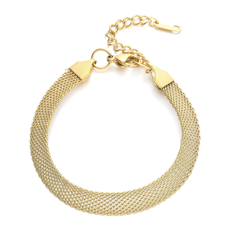 Women Titanium Steel Bracelet Woven Geometric Design