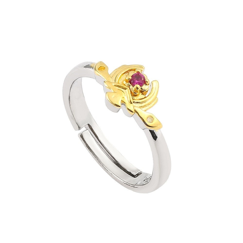 Anime Game Opening Ring Cosplay Jewelry Alloy Inlay Gem Semi Precious Stone Kaya Dadalia Abedo Ganyu Mona For Fans