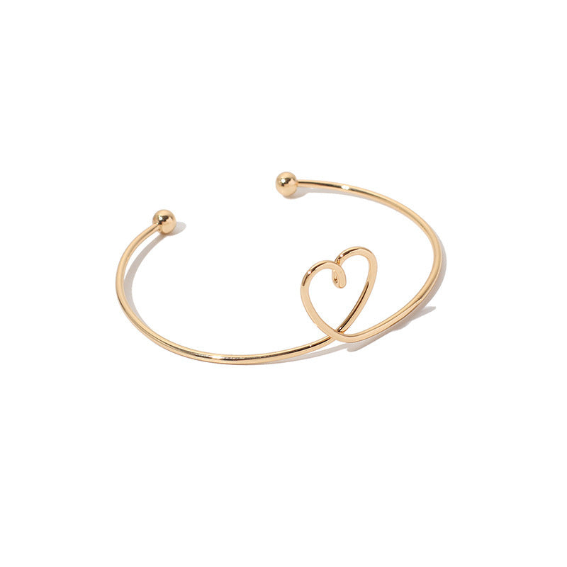 Copper Open Heart Bracelet For Women Fashion Jewelry Elegant European Style Accessory Gift For Her Daily Wears