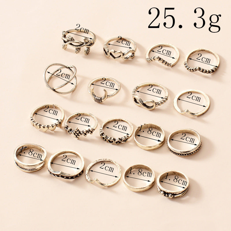 Womens Fashion Rings Set 18 Piece Metal Ring Collection Moon Ring European Ring Individually Packed Gift Ready
