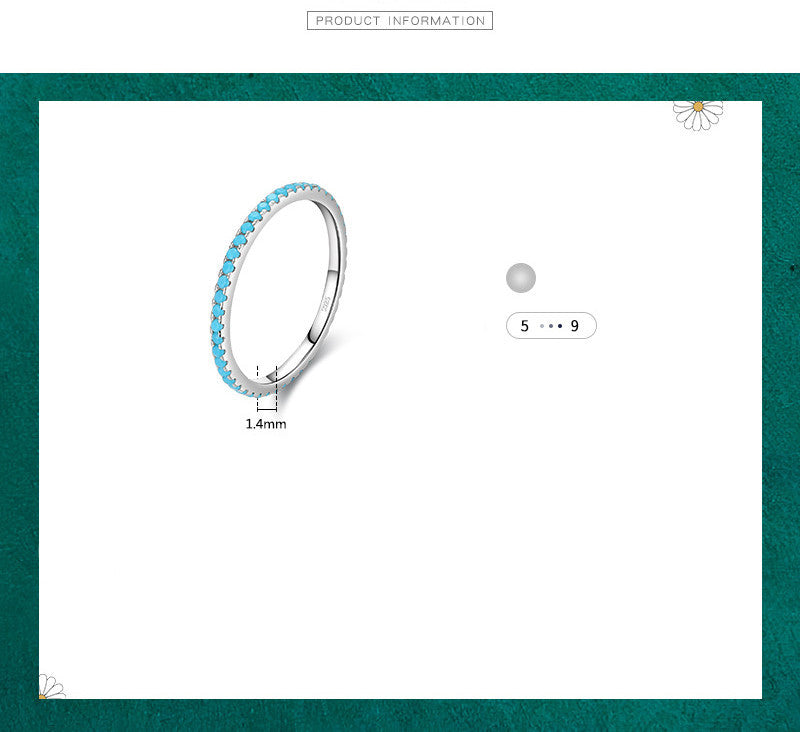 Womens Turquoise Ring 925 Sterling Silver Ring High Quality Fashion Jewelry for Women European American Europe