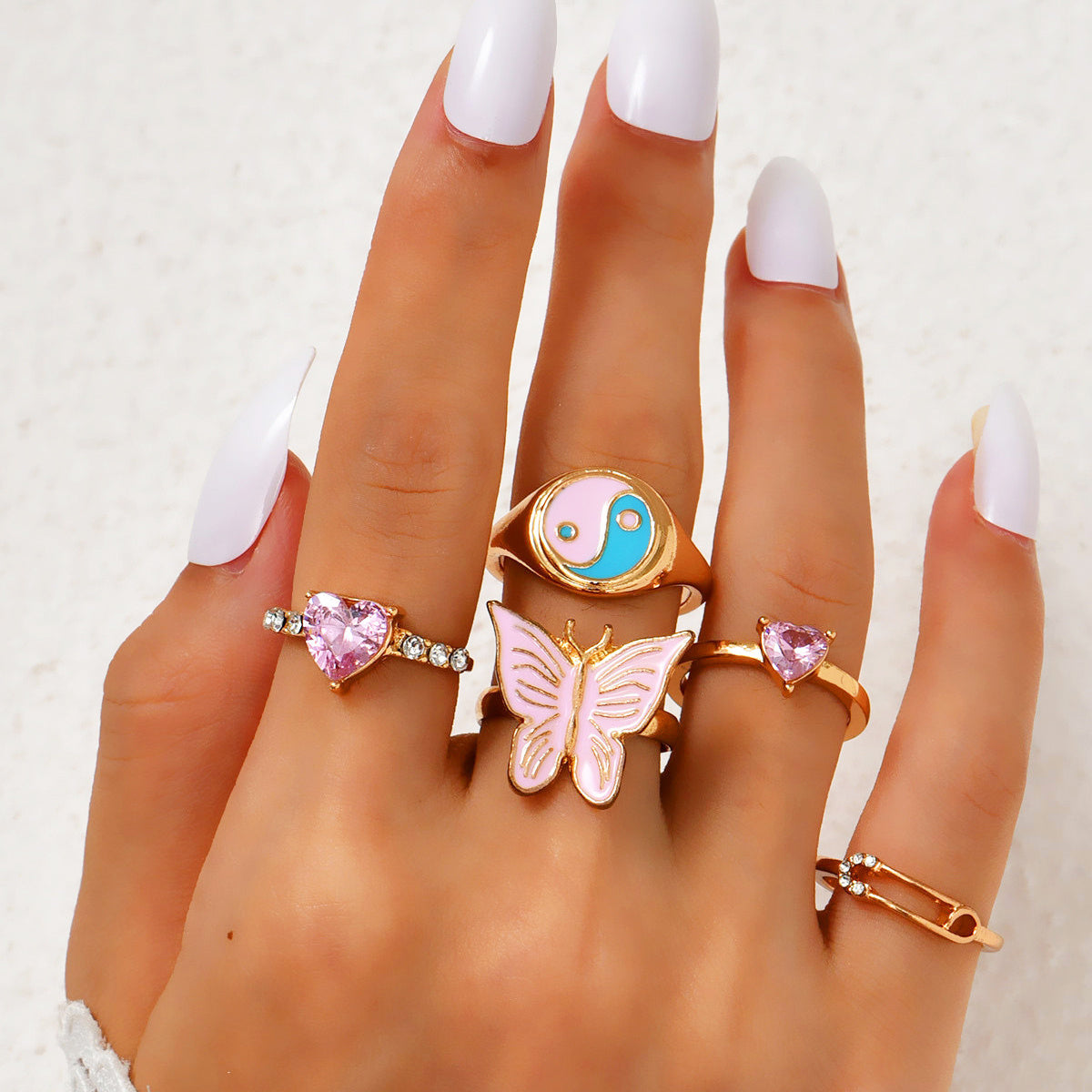 Womens Fashion Rings2 Set Irregular Wild Rings2 Zinc Alloy Electroplated Trendy Rings2 Set For Women And Girls