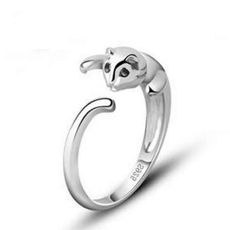 Cat Couple Rings Matching Bands Korean Geometric Tail Ring Electroplated Jewelry Gift Customizable Ring For Her