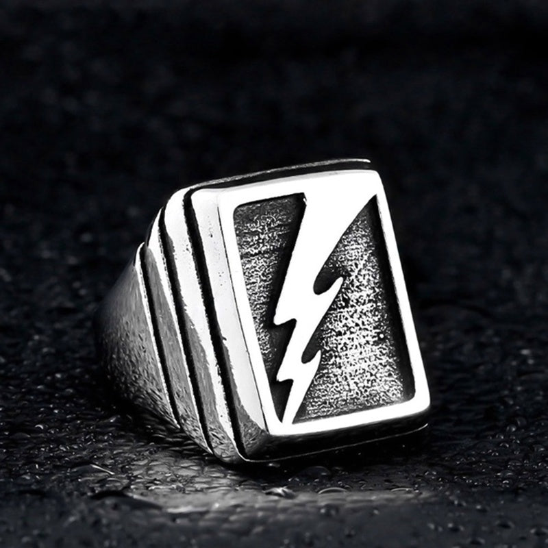Personality Exaggerated Men's Lightning Ring Stainless Steel