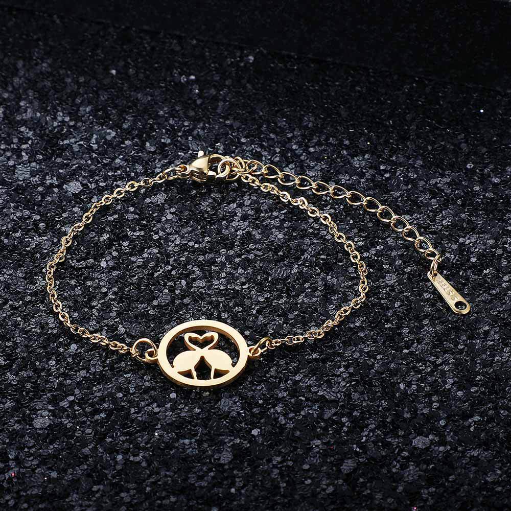 Womens Stainless Steel Flamingo Geometry Bangle Bracelet Polished Finish Steel Gold Tone Accent Elegant Daily Wear