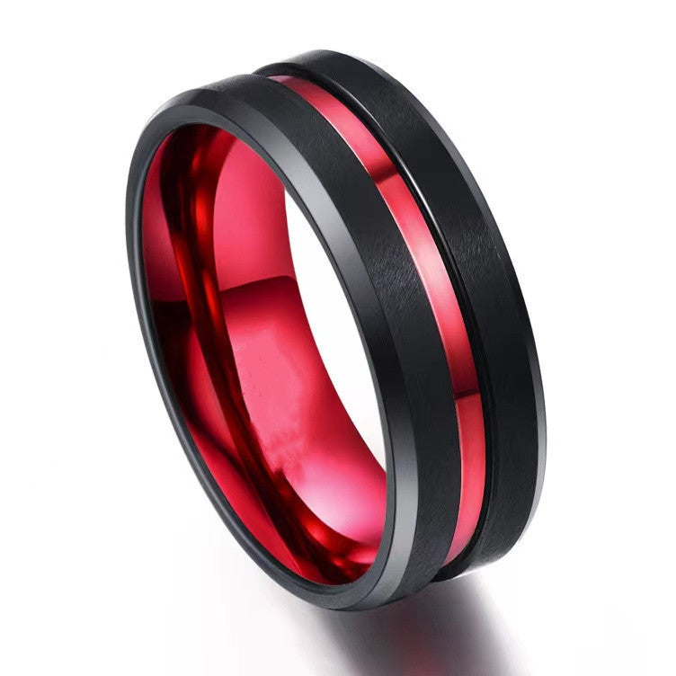 Unisex TitaniumSteel Ring Electroplated Red Green Fashion Jewelry Durable Versatile Accessory Colors Red Green