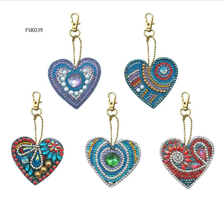 Diamond Painting Keychains Double Sided Mosaic Cat Design Art Project Set of 5 DIY Key Chain Craft Kit Gift Idea