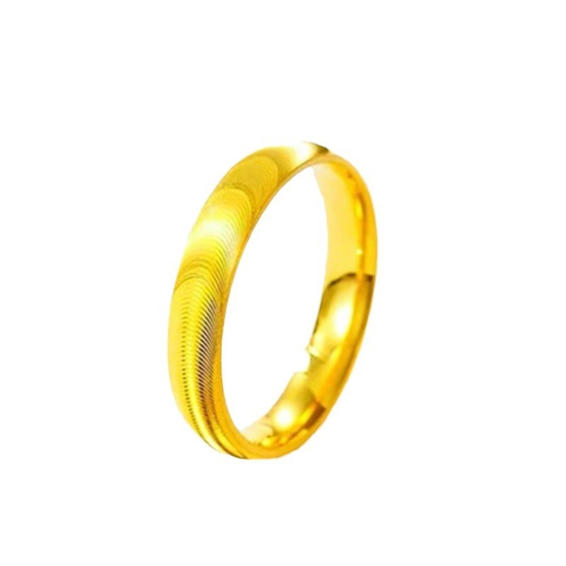 Unisex Cats Eye Ring Alluvial Gold Tone Copper Corrugated Band High Quality Fashion Jewelry Daily Wear Durable