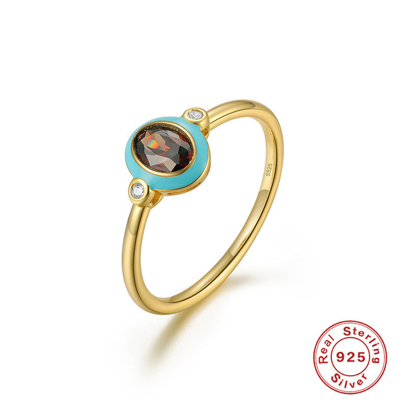 Womens Sterling Silver Ring With Round Diamond Gold Plated Band For Engagement And Anniversary For Daily Shine