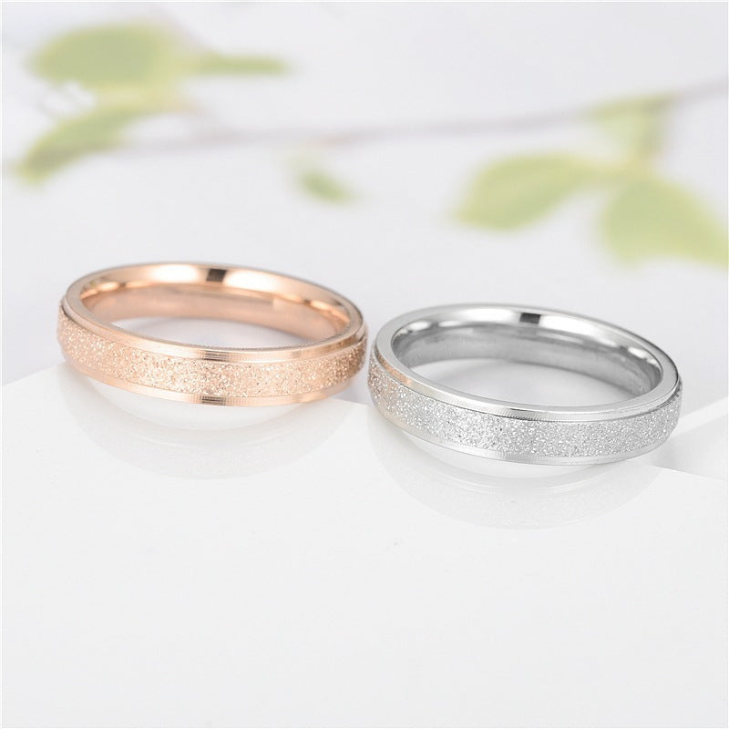 Womens Stainless Steel Frosted Ring 6MM Width 2MM Thickness Simple Elegant Durable Metal Ring Jewelry ForWomen