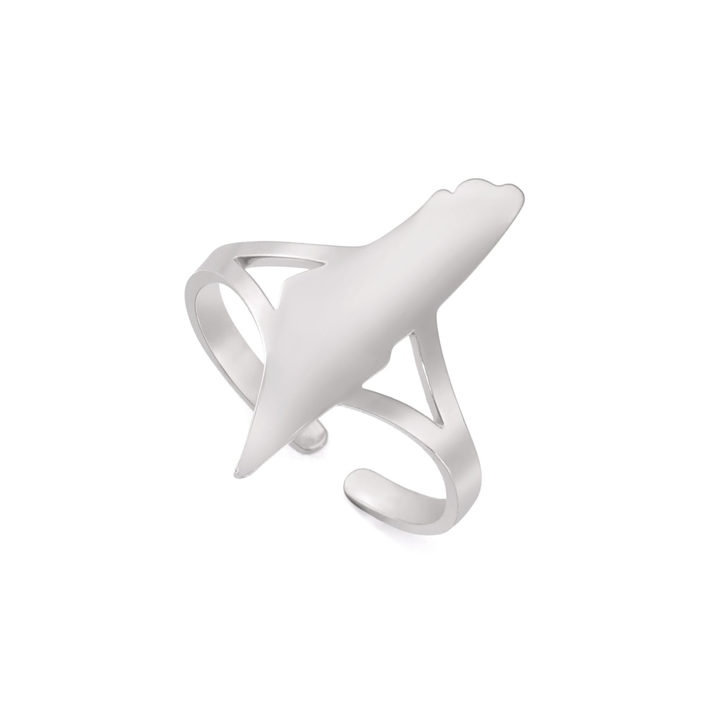 Unisex Stainless Steel Ring Adjustable Open Mouth Titanium Steel Ring Electroplated Gold Finish Hollow Fashion