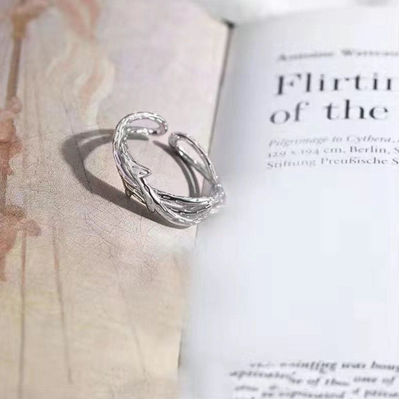 Open Mouth Rose Ring Geometric Style Electroplated Alloy Adjustable Ring For Women Rose Flower Elegant Accessory