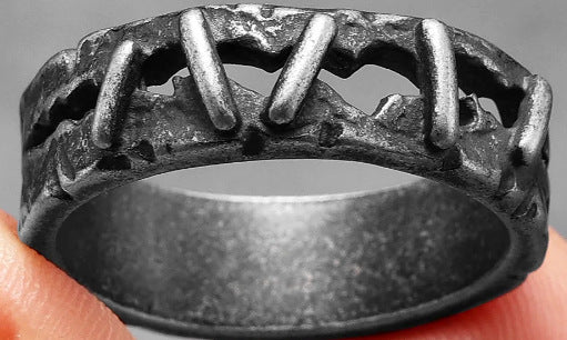 Dark Punk Stitched Ring For Men Titanium Steel U Shaped Geometric Design Fashion Accessory Jewelry Superior Quality