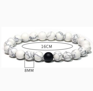 Unisex White Turquoise Beaded Bracelet Round Jewelry For Men And Women European American Fashion Durable Shine