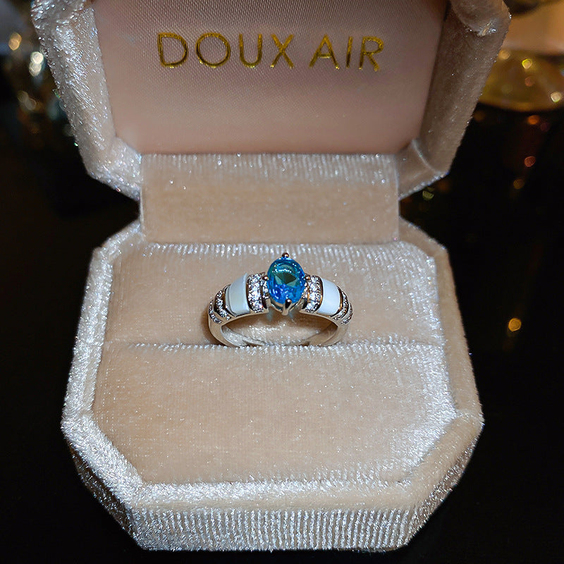 Sparkling Zircon Inlaid Ring For Women Gemstone Jewelry